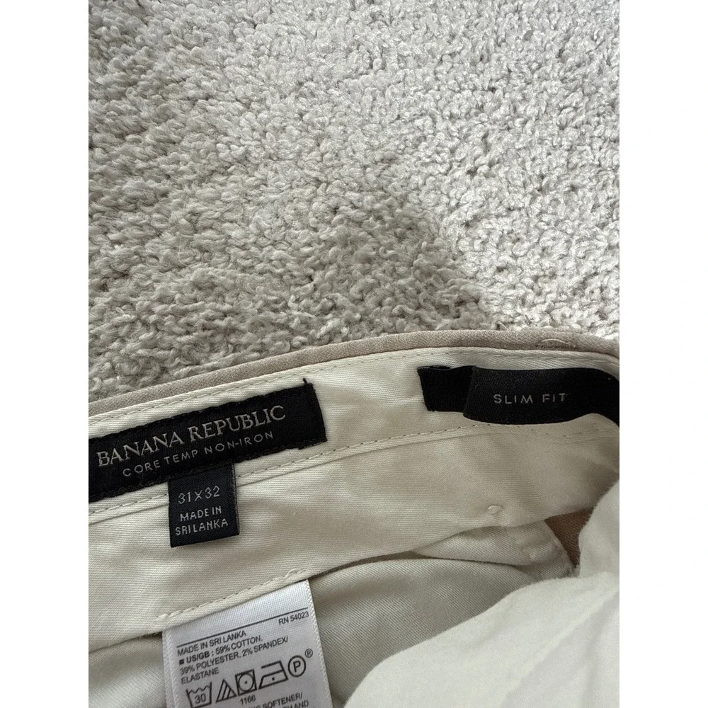 Banana Republic Core Temp Non-Iron Slim Fit Chino Pants Khaki Tan 31x27 Mens